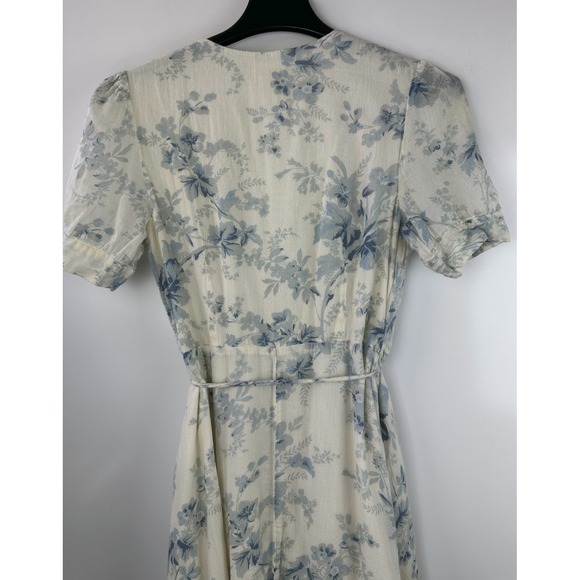 Ralph Lauren Denim & Supply Wrap Dress Blue Cream Floral Ruffle Cotton Large - Picture 14 of 15
